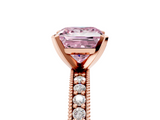 Rose gold Fancy Pink Princess  Milgrain Pave Diamond Engagement Ring with Four-Prong Setting_5