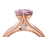 Rose gold Fancy Pink Princess  Solitaire Beaded Band Six-Prong Setting_4