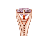 Rose gold Fancy Pink Princess  Solitaire Beaded Band Six-Prong Setting_5