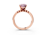 Rose gold Fancy Pink Princess  Solitaire Beaded Band with Four-Prong Setting_3