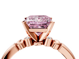 Rose gold Fancy Pink Princess  Solitaire Beaded Band with Four-Prong Setting_4