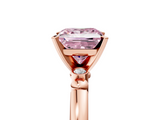 Rose gold Fancy Pink Princess  Solitaire Beaded Band with Four-Prong Setting_5