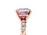 Rose gold Fancy Pink Princess  Solitaire Bezel Accent Diamond Engagement Ring with Beaded Band and Four-Prong Setting_5