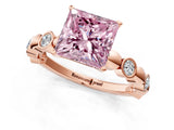Rose gold Fancy Pink Princess  Solitaire Bezel-Set Diamond Ring with Beaded Band and Four-Prong Setting_29