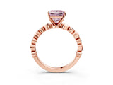 Rose gold Fancy Pink Princess  Solitaire Bezel-Set Diamond Ring with Beaded Band and Four-Prong Setting_31