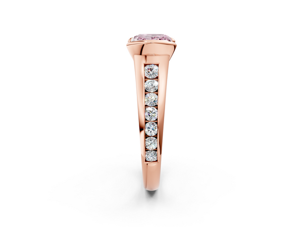 Rose gold Fancy Pink Princess  Solitaire Bezel-Set Diamond Ring with Channel-Set Band