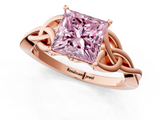 Rose gold Fancy Pink Princess  Solitaire Celtic Knot Engagement Ring with Four-Prong Setting_1