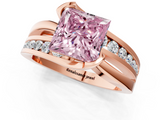 Rose gold Fancy Pink Princess  Solitaire Channel-Set Split Shank Ring with Tension Prong Setting_4