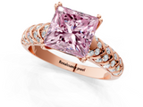 Rose gold Fancy Pink Princess  Solitaire Chevron Pave Diamond Engagement Ring with Six-Prong Setting_1