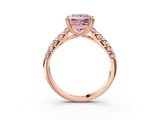 Rose gold Fancy Pink Princess  Solitaire Chevron Pave Diamond Engagement Ring with Six-Prong Setting_3