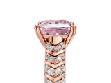 Rose gold Fancy Pink Princess  Solitaire Chevron Pave Diamond Engagement Ring with Six-Prong Setting_5
