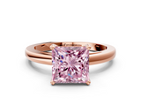 Rose gold Fancy Pink Princess  Solitaire Diamond Engagement Ring with Four-Prong Setting on a Classic Band_3