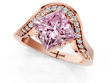 Rose gold Fancy Pink Princess  Solitaire Diamond Engagement Ring with Pave Band and Four-Prong Setting 2