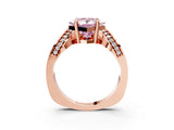 Rose gold Fancy Pink Princess  Solitaire Diamond Engagement Ring with Pave Band and Four-Prong Setting 4