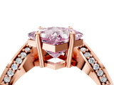Rose gold Fancy Pink Princess  Solitaire Diamond Engagement Ring with Pave Band and Four-Prong Setting 5