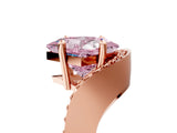 Rose gold Fancy Pink Princess  Solitaire Diamond Engagement Ring with Pave Band and Four-Prong Setting