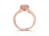 Rose gold Fancy Pink Princess  Solitaire Diamond Engagement Ring with Pave Band and Six-Prong Setting_3