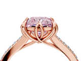 Rose gold Fancy Pink Princess  Solitaire Diamond Engagement Ring with Pave Band and Six-Prong Setting_4