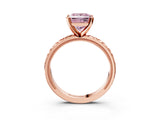 Rose gold Fancy Pink Princess  Solitaire Diamond Engagement Ring with XO Engraved Band and Four-Prong Setting 4