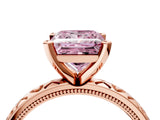 Rose gold Fancy Pink Princess  Solitaire Diamond Engagement Ring with XO Engraved Band and Four-Prong Setting 5