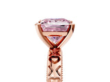 Rose gold Fancy Pink Princess  Solitaire Diamond Engagement Ring with XO Engraved Band and Four-Prong Setting