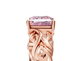 Rose gold Fancy Pink Princess  Solitaire Diamond Leaf Vine Band with Prong Setting_5