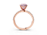 Rose gold Fancy Pink Princess  Solitaire Diamond Pavé Band with Four-Prong Setting_3