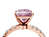 Rose gold Fancy Pink Princess  Solitaire Diamond Pavé Band with Four-Prong Setting_4