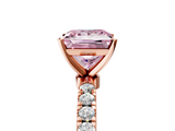 Rose gold Fancy Pink Princess  Solitaire Diamond Pavé Band with Four-Prong Setting_5