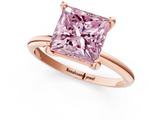 Rose gold Fancy Pink Princess  Solitaire Diamond Ring with 4-Prong Setting on a Classic Band_4