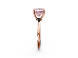 Rose gold Fancy Pink Princess  Solitaire Diamond Ring with 4-Prong Setting on a Classic Band_5