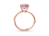 Rose gold Fancy Pink Princess  Solitaire Diamond Ring with 4-Prong Setting on a Classic Band_6