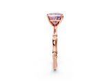 Rose gold Fancy Pink Princess  Solitaire Diamond Ring with Bamboo Band and Four-Prong Setting_2