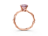 Rose gold Fancy Pink Princess  Solitaire Diamond Ring with Bamboo Band and Four-Prong Setting_3