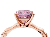 Rose gold Fancy Pink Princess  Solitaire Diamond Ring with Bamboo Band and Four-Prong Setting_4