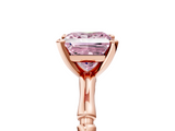 Rose gold Fancy Pink Princess  Solitaire Diamond Ring with Bamboo Band and Four-Prong Setting_5