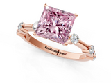 Rose gold Fancy Pink Princess  Solitaire Diamond Ring with Bezel Set Side Stones and Prong Setting_1