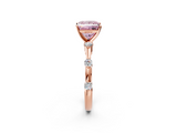 Rose gold Fancy Pink Princess  Solitaire Diamond Ring with Bezel Set Side Stones and Prong Setting_2