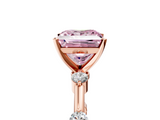Rose gold Fancy Pink Princess  Solitaire Diamond Ring with Bezel Set Side Stones and Prong Setting_5