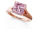 Rose gold Fancy Pink Princess  Solitaire Diamond Ring with Cathedral Band and Four-Prong Setting_30
