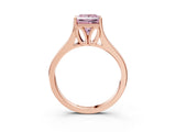 Rose gold Fancy Pink Princess  Solitaire Diamond Ring with Cathedral Band and Four-Prong Setting_32