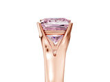 Rose gold Fancy Pink Princess  Solitaire Diamond Ring with Cathedral Band and Four-Prong Setting_34