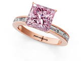 Rose gold Fancy Pink Princess  Solitaire Diamond Ring with Channel-Set Baguette Band and Four-Prong Setting_1