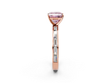 Rose gold Fancy Pink Princess  Solitaire Diamond Ring with Channel-Set Baguette Band and Four-Prong Setting_2