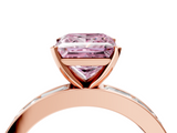Rose gold Fancy Pink Princess  Solitaire Diamond Ring with Channel-Set Baguette Band and Four-Prong Setting_4
