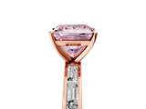 Rose gold Fancy Pink Princess  Solitaire Diamond Ring with Channel-Set Baguette Band and Four-Prong Setting_5