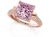 Rose gold Fancy Pink Princess  Solitaire Diamond Ring with Channel Set Band and Bezel Prong Setting_53