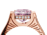 Rose gold Fancy Pink Princess  Solitaire Diamond Ring with Channel Set Band and Bezel Prong Setting_56