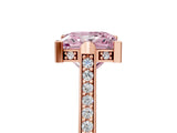 Rose gold Fancy Pink Princess  Solitaire Diamond Ring with Channel Set Band and Bezel Prong Setting_57