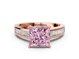 Rose gold Fancy Pink Princess  Solitaire Diamond Ring with Channel-Set Band and Four-Prong Setting_3